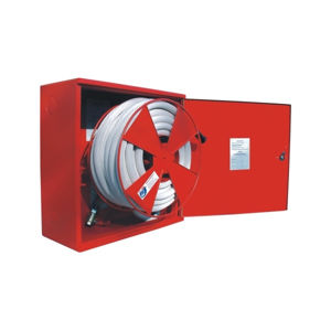 Hydrantový systém s hadicí D25 -20bm - plná dvířka - proudnice ekv.6 Barva: červená (RAL 3000) - strukturální