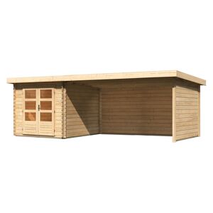 Dřevěný domek KARIBU BASTRUP 4 + přístavek 400 cm včetně zadní a boční stěny (9307) natur LG3016